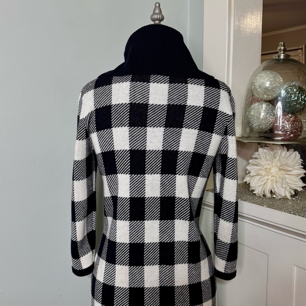 Talbots Cashmere Blend Buffalo Plaid Sweater Dress Black White Size P XS - Picture 6 of 12